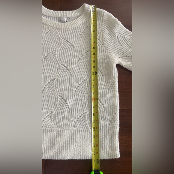 a new day, Pointelle Knit, Crew Neck, Pullover, off-white, Size S, Swirl Pattern - Picture 5 of 10